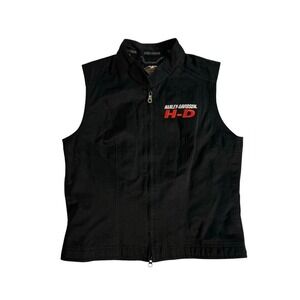 harley davidson zip up vest women's medium embroidered logo back hit motorcycle